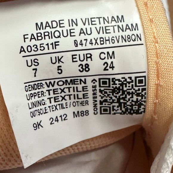 Converse All Star Women's size 7 Peach Canvas Casual Shoes - Picture 6 of 6